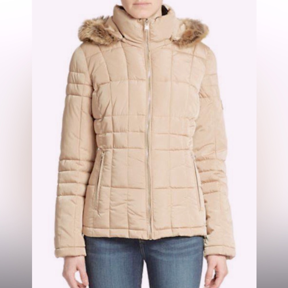 Calvin Klein Quilted Coat (Light Brown-slightly darker than cover photo)